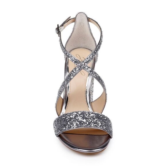 Jewel Badgley Mischka Cook Block Heel Glitter Sandal Size 8.5 new - Picture 2 of 7